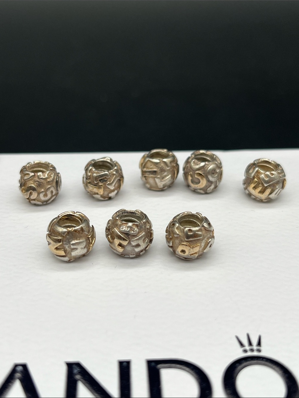 Pandora letter charms either 14kt accents
